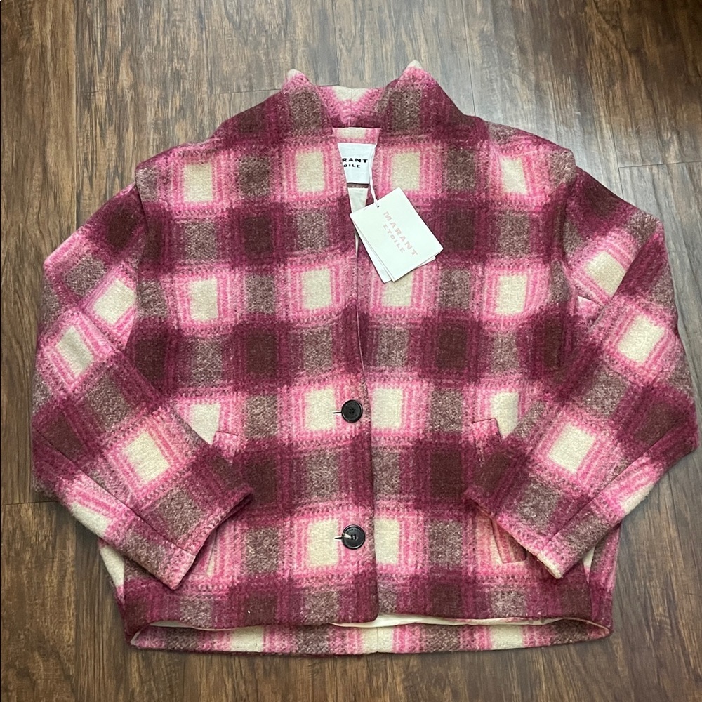 ISABEL MARANT ÉTOILE  Drogo Boxy Plaid Strong Shoulder Jacket 44 10-12 - Picture 5 of 16